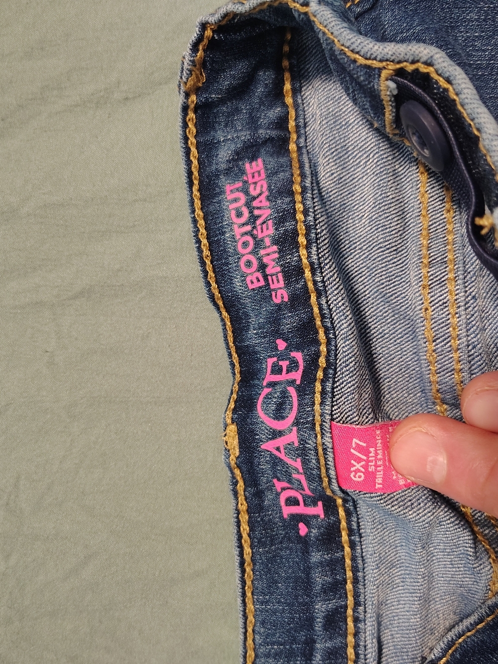 Place Girls Bootcut Jeans in Dark Blue with Pink Accent